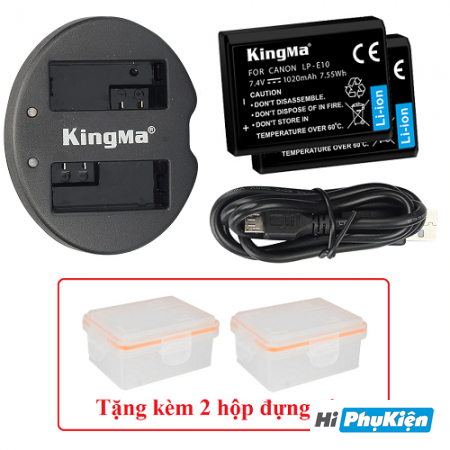 Bộ Kit 2 Pin 1 Sạc đôi KingMa for Canon LP-E10 1020mah
