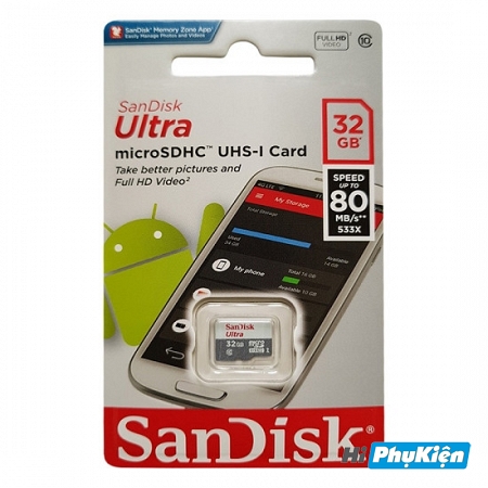 Thẻ Micro SDHC Sandisk Ultra 32GB 80MB/s 