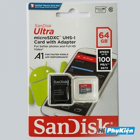 Thẻ nhớ MicroSD SanDisk Ultra 100MB/s 64GB