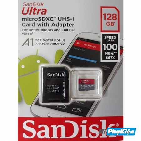 Thẻ nhớ MicroSD SanDisk Ultra 100MB/s 128GB