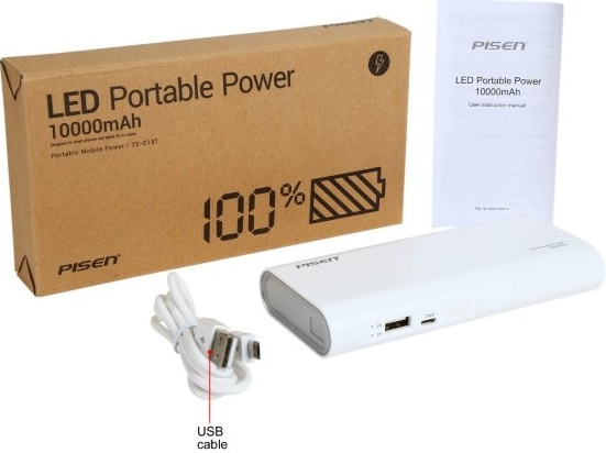 Pisen Power Station LED Portable TS-D187 10.000mAh giá rẻ - Hiphukien.com